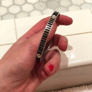 Bergdorf Goodman black enamel & silver bangle